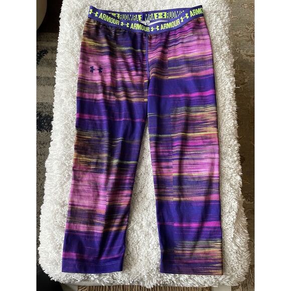 Under Armour Women’s Sz. S/M Multicolor Crop Baselayer Pants. Great Pair - Picture 1 of 7